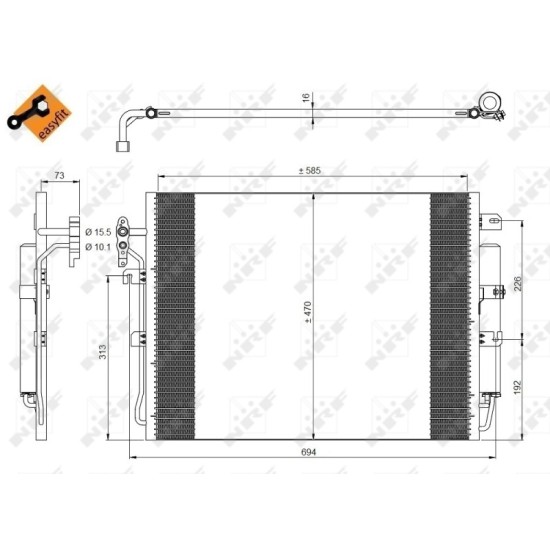 Radiator AC condensator cu uscator potrivit LAND ROVER DISCOVERY III, DISCOVERY IV, RANGE ROVER SPORT I 2.7D 07.04-12.18