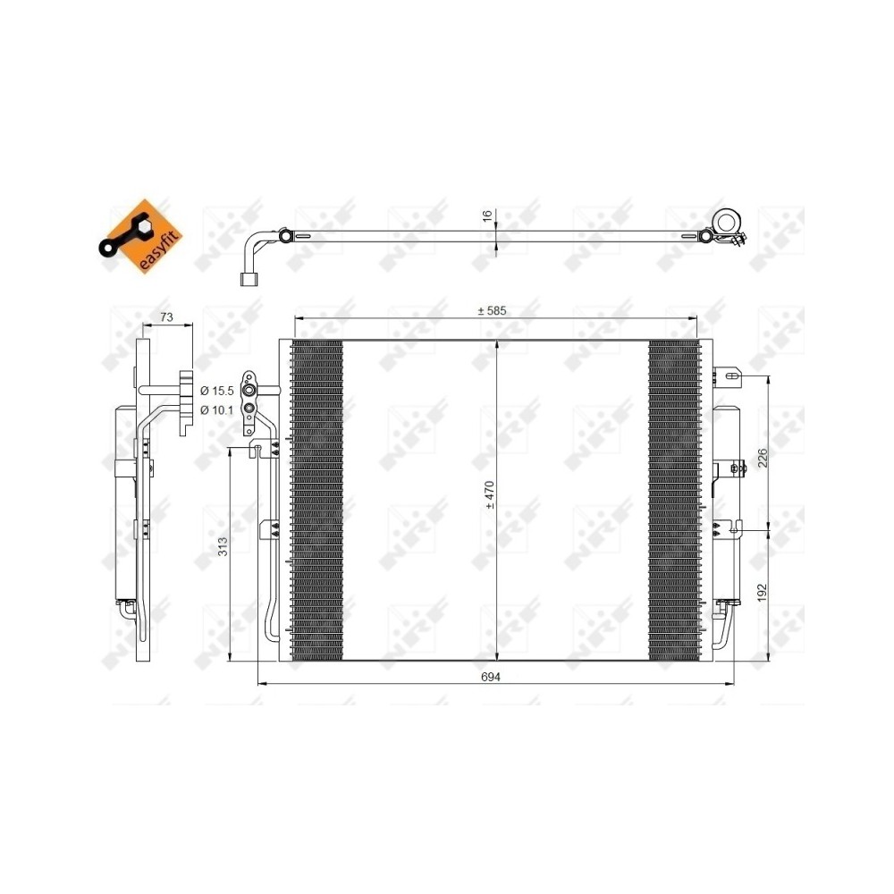 Radiator AC condensator cu uscator potrivit LAND ROVER DISCOVERY III, DISCOVERY IV, RANGE ROVER SPORT I 2.7D 07.04-12.18