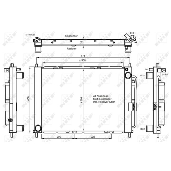 Radiator AC condensator cu uscator potrivit RENAULT TWINGO II, WIND 1.2/1.5D/1.6 03.07-