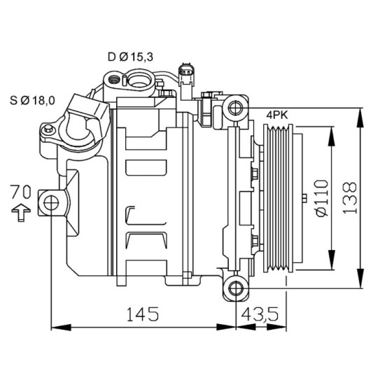 Compresor aer conditionat AC potrivit BMW Seria 7 (E65, E66, E67) 3.6-6.0 07.01-08.08