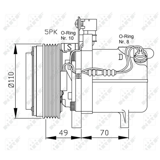 Compresor aer conditionat AC SS96D1, diametru fulie 110mm, 12V potrivit BMW Seria 3 (E36), Z3 (E36) 1.9-2.8 12.91-01.03
