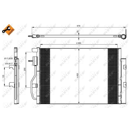 Radiator AC condensator cu uscator potrivit CHEVROLET AVEO, TRAX, OPEL MOKKA / MOKKA X 1.2-1.8 03.11-