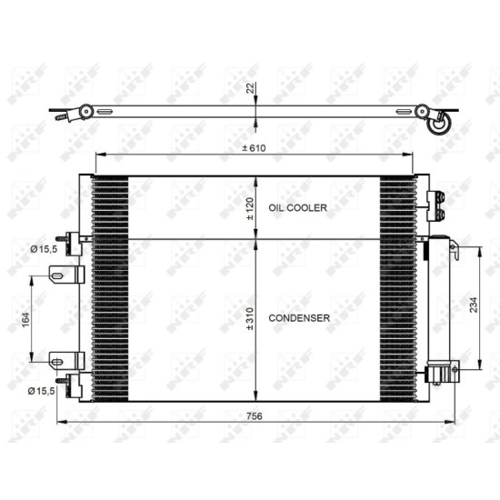 Radiator AC condensator cu uscator potrivit JEEP COMPASS, PATRIOT 2.0/2.4/2.4LPG 08.06-