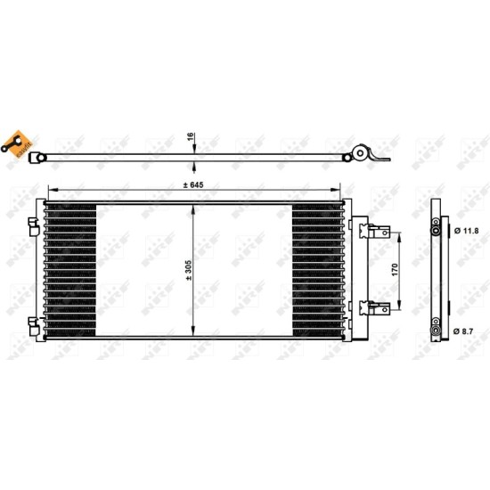 Radiator AC condensator cu uscator, aluminiu potrivit OPEL ASTRA K 1.0-1.6D 06.15-